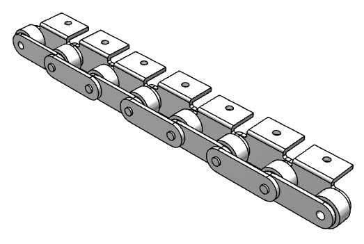 Roller Chain, ANSI Extended Pitch Attach, C2052 Pitch, Attachment Chain, 600 Stainless , 1-1/4" Pitch, 1 Strand, A-1, EL