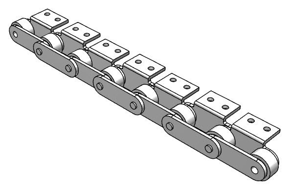 Roller Chain, ANSI Extended Pitch Attach, C2052 Pitch, Attachment Chain, 600 Stainless , 1-1/4" Pitch, 1 Strand, A-2, EL