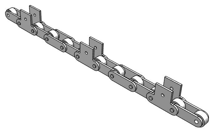 Roller Chain, ANSI Extended Pitch Attach, C2052 Pitch, Attachment Chain, 600 Stainless , 1-1/4" Pitch, 1 Strand, SK-1, E4LP