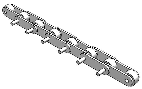 Roller Chain, ANSI Extended Pitch Attach, C2052 Pitch, Attachment Chain, Carbon Steel, 1-1/4" Pitch, 1 Strand, D-3, E2LP