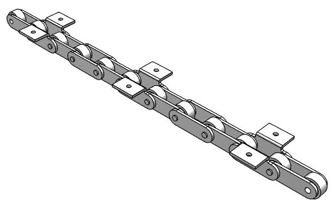 Roller Chain, ANSI Extended Pitch Attach, C2052 Pitch, Attachment Chain, 304 Stainless , 1-1/4" Pitch, 1 Strand, K-1, E4LP