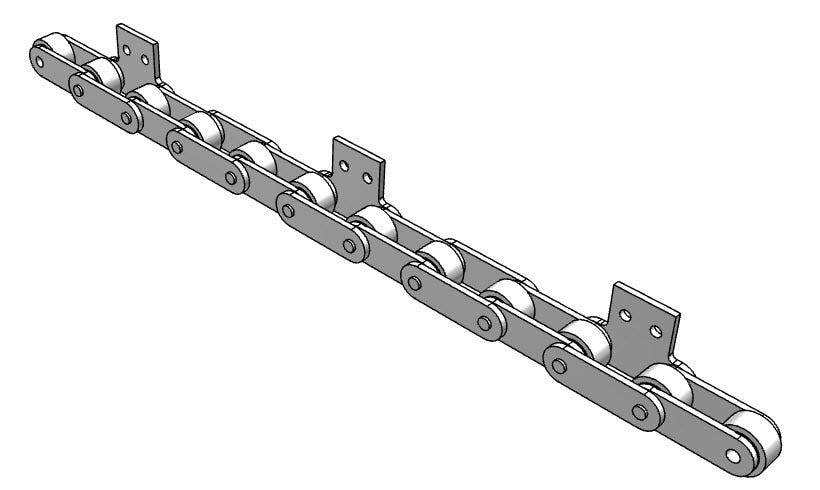 Roller Chain, ANSI Extended Pitch Attach, C2052 Pitch, Attachment Chain, 304 Stainless , 1-1/4" Pitch, 1 Strand, SA-2, E4LP