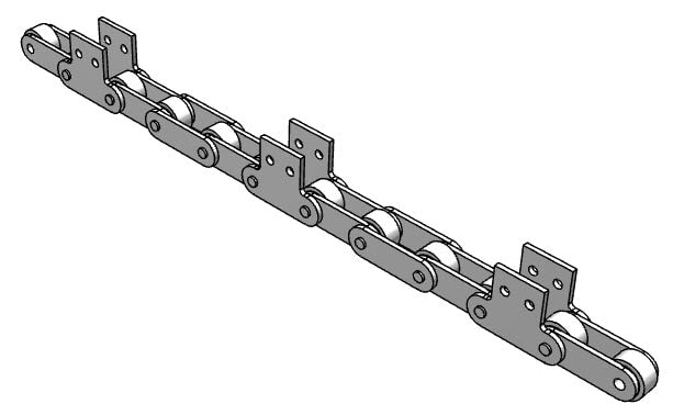 Roller Chain, ANSI Extended Pitch Attach, C2052 Pitch, Attachment Chain, 304 Stainless , 1-1/4" Pitch, 1 Strand, SK-2, E4LP