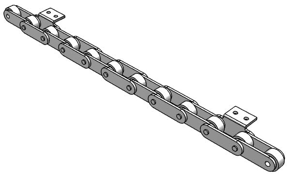Roller Chain, ANSI Extended Pitch Attach, C2052 Pitch, Attachment Chain, Carbon Steel, 1-1/4" Pitch, 1 Strand, A-2, E8LP