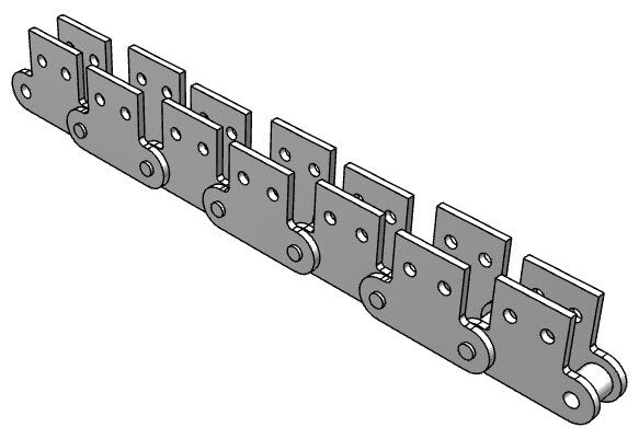 Roller Chain, ANSI Extended Pitch Attach, C2060 Pitch, Attachment Chain, 600 Stainless , 1-1/2" Pitch, 1 Strand, SK-2, EL