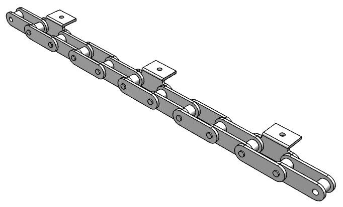 Roller Chain, ANSI Extended Pitch Attach, C2060 Pitch, Attachment Chain, 304 Stainless , 1-1/2" Pitch, 1 Strand, A-1, E4LP