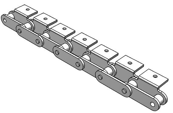 Roller Chain, ANSI Extended Pitch Attach, C2060 Pitch, Attachment Chain, 304 Stainless , 1-1/2" Pitch, 1 Strand, A-1, EL