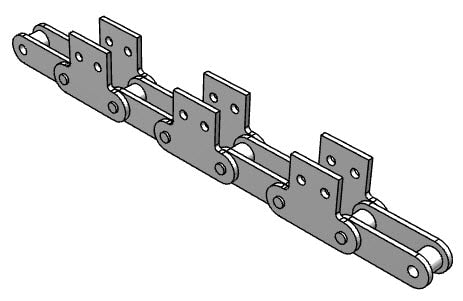 Roller Chain, ANSI Extended Pitch Attach, C2060 Pitch, Attachment Chain, 304 Stainless , 1-1/2" Pitch, 1 Strand, SK-2, E2LP