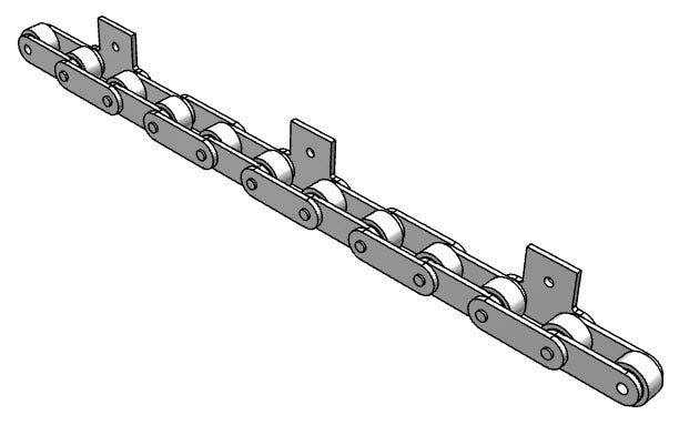Roller Chain, ANSI Extended Pitch Attach, C2062 Pitch, Attachment Chain, 600 Stainless , 1-1/2" Pitch, 1 Strand, SA-1, E4LP