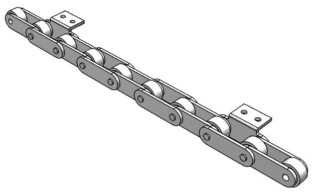 Roller Chain, ANSI Extended Pitch Attach, C2062 Pitch, Attachment Chain, Carbon Steel, 1-1/2" Pitch, 1 Strand, A-2, E6LP