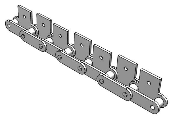 Roller Chain, ANSI Extended Pitch Attach, C2062 Pitch, Attachment Chain, Carbon Steel, 1-1/2" Pitch, 1 Strand, SA-1, E3L
