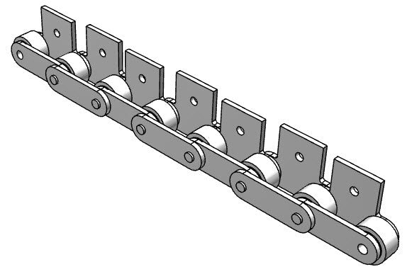 Roller Chain, ANSI Extended Pitch Attach, C2062 Pitch, Attachment Chain, Carbon Steel, 1-1/2" Pitch, 1 Strand, SA-1, EL
