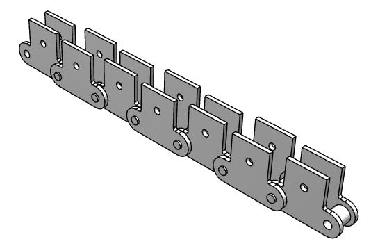 Roller Chain, ANSI Extended Pitch Attach, C2080 Pitch, Attachment Chain, 600 Stainless , 2" Pitch, 1 Strand, SK-1, EL