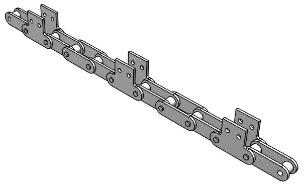 Roller Chain, ANSI Extended Pitch Attach, C2080 Pitch, Attachment Chain, 600 Stainless , 2" Pitch, 1 Strand, SK-2, E4LP