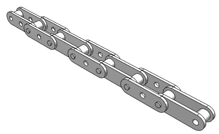Roller Chain, ANSI Extended Pitch Attach, C2080 Pitch, Attachment Chain, Carbon Steel, 2" Pitch, 1 Strand, G-1, E2LP