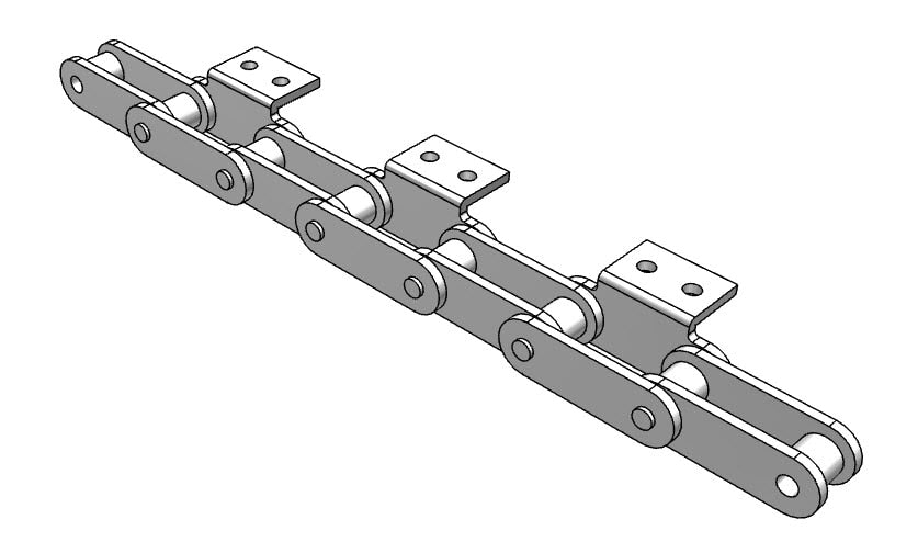 Roller Chain, ANSI Extended Pitch Attach, C2080 Pitch, Attachment Chain, 304 Stainless , 2" Pitch, 1 Strand, A-2, E2LP