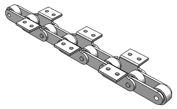 Roller Chain, ANSI Extended Pitch Attach, C2082 Pitch, Attachment Chain, 600 Stainless , 2" Pitch, 1 Strand, K-2, E2LP