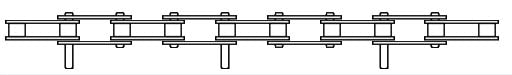 Roller Chain, ANSI Extended Pitch Attach, C2082 Pitch, Attachment Chain, 600 Stainless , 2" Pitch, 1 Strand, D-1, E3PIN