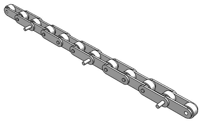 Roller Chain, ANSI Extended Pitch Attach, C2082 Pitch, Attachment Chain, 600 Stainless , 2" Pitch, 1 Strand, D-1, E4PIN
