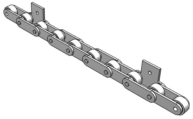 Roller Chain, ANSI Extended Pitch Attach, C2082 Pitch, Attachment Chain, 304 Stainless , 2" Pitch, 1 Strand, SA-1, E6LP
