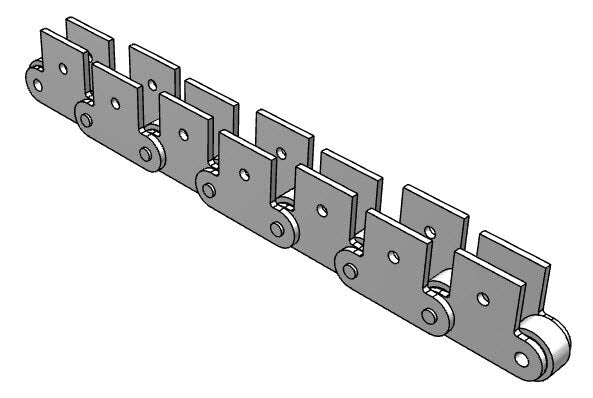 Roller Chain, ANSI Extended Pitch Attach, C2082 Pitch, Attachment Chain, 304 Stainless , 2" Pitch, 1 Strand, SK-1, EL