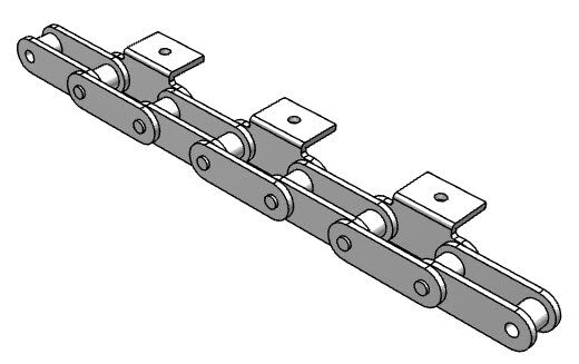 Roller Chain, ANSI Extended Pitch Attach, C2100 Pitch, Attachment Chain, Carbon Steel, 2-1/2" Pitch, 1 Strand, A-1, E2LP