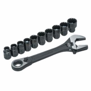 Crescent Tools Pass-Thru X6 Black Oxide Adjustable Wrench and Spline Socket Set, 11 PC