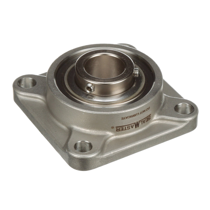 Sealmaster CRFS-PN204 RMW Mounted Ball Bearings, Phosphorous Nickel Coated Bearing, 4 Bolt Flange Bearings, 20mm Diameter, Stainless Steel Housing, Set Screw Locking, High Performance Seal (HPS), Reduced Maintenance - Lubed for Life, Wide Inner Race