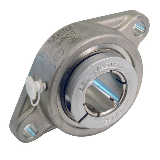 Sealmaster CRFTS-PN31T Mounted Ball Bearings, Phosphorous Nickel Coated Bearing, 2 Bolt Flange Bearings, 1-15/16" Diameter, Stainless Steel Housing, Concentric Locking, High Performance Seal (HPS), Wide Inner Race