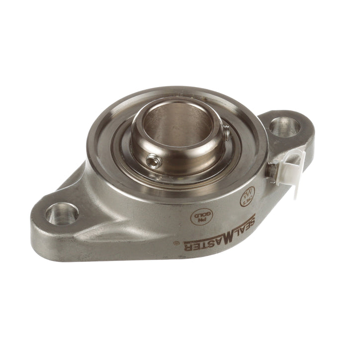 Sealmaster CRFTS-PN28 RMW Mounted Ball Bearings, Phosphorous Nickel Coated Bearing, 2 Bolt Flange Bearings, 1-3/4" Diameter, Stainless Steel Housing, Set Screw Locking, High Performance Seal (HPS), Reduced Maintenance - Lubed for Life, Wide Inner Race