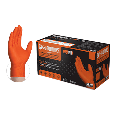 AMMEX Gloveworks RDT Orange Nitrile PF Ind Gloves Extra-Large (Box of 100)