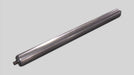 Metal roller with hex shaft extending from ends on a gray background