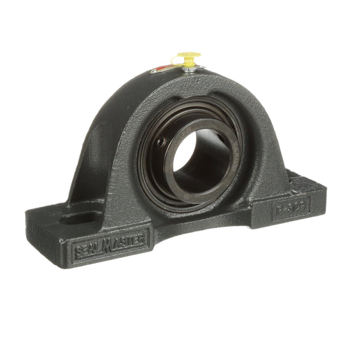 Sealmaster MPD-43 HTA Mounted Ball Bearings, Black Oxide Bearing, Pillow Block Bearings, 2-11/16" Diameter, Cast Iron Housing, Double Set Screw Locking, Felt Labyrinth Seal, High Temperature,  Air Handling Housing Fit, Wide Inner Race