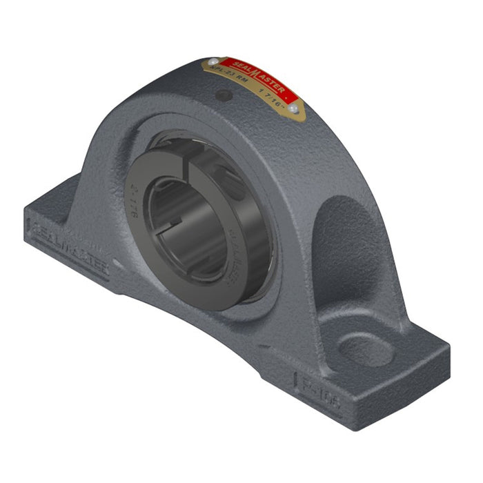 Sealmaster NP-16T RM Mounted Ball Bearings, Black Oxide Bearing, Pillow Block Bearings, 1" Diameter, Cast Iron Housing, Concentric Locking, Felt Labyrinth Seal, Reduced Maintenance - Lubed for Life, Wide Inner Race