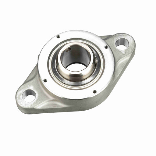 Sealmaster CRBFTS-PN206 RMW Mounted Ball Bearings, Phosphorous Nickel Coated Bearing, 2 Bolt Flange Bearings, 30mm Diameter, Stainless Steel Housing, Set Screw Locking, High Performance Seal (HPS), Reduced Maintenance - Lubed for Life, Machined For Bolt on End Cap and Backside Shield Included, Wide Inner Race