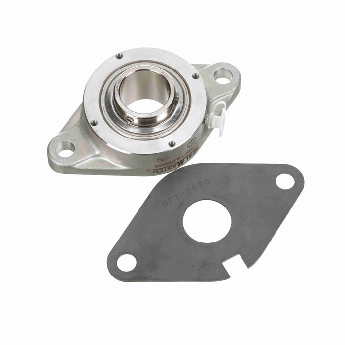 Sealmaster CRBFTS-PN20R Mounted Ball Bearings, Phosphorous Nickel Coated Bearing, 2 Bolt Flange Bearings, 1-1/4" Diameter, Stainless Steel Housing, Set Screw Locking, High Performance Seal (HPS), Machined For Bolt on End Cap and Backside Shield Included, Wide Inner Race