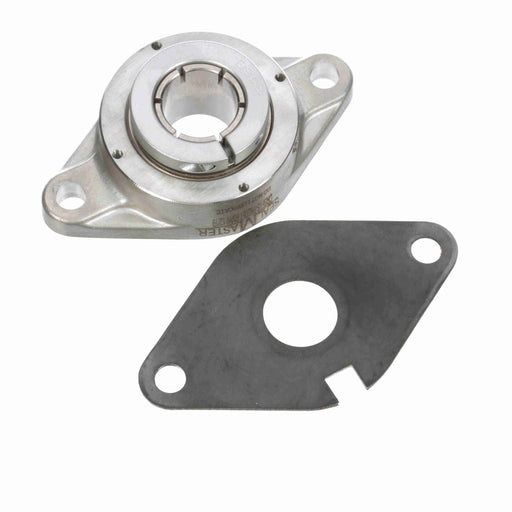 Sealmaster CRBFTS-PN206T RMW Mounted Ball Bearings, Phosphorous Nickel Coated Bearing, 2 Bolt Flange Bearings, 30mm Diameter, Stainless Steel Housing, Concentric Locking, High Performance Seal (HPS), Reduced Maintenance - Lubed for Life, Machined For Bolt on End Cap and Backside Shield Included, Wide Inner Race