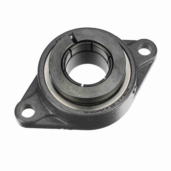 Sealmaster SFTMH-31T Mounted Ball Bearings, Black Oxide Bearing, 2 Bolt Flange Bearings, 1-15/16" Diameter, Cast Iron Housing, Concentric Locking, Felt Labyrinth Seal, Wide Inner Race