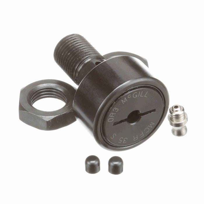 Cam Follower Bearings Stud Mount Retained (Caged) Rolling Elements 35mm OD M16x1.5 Thread Sealed Screwdriver Slot Crowned OD 