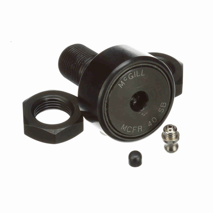 Cam Follower Bearings Stud Mount Retained (Caged) Rolling Elements 40mm OD M18x1.5 Thread Sealed Hex Hole Crowned OD 