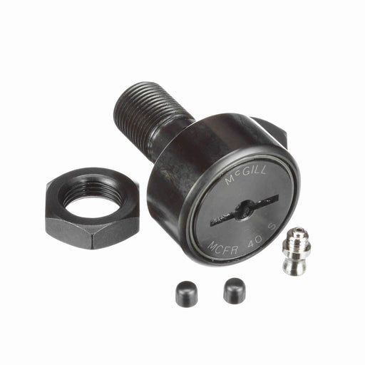 Cam Follower Bearings Stud Mount Retained (Caged) Rolling Elements 40mm OD M18x1.5 Thread Sealed Screwdriver Slot Crowned OD 