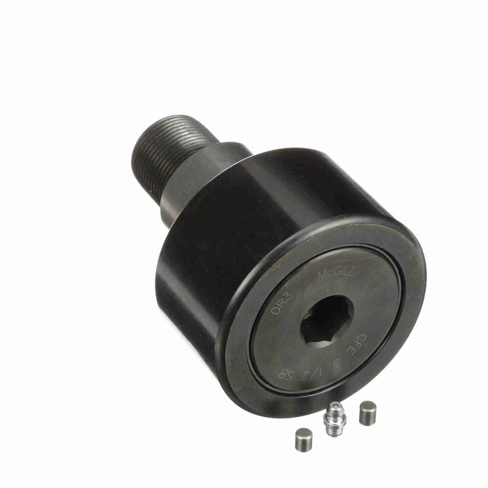 Cam Follower Bearings Stud Mount Eccentric Bushing 3-1/2" OD 1-3/8"-12 Thread Sealed Hex Hole Cylindrical OD 