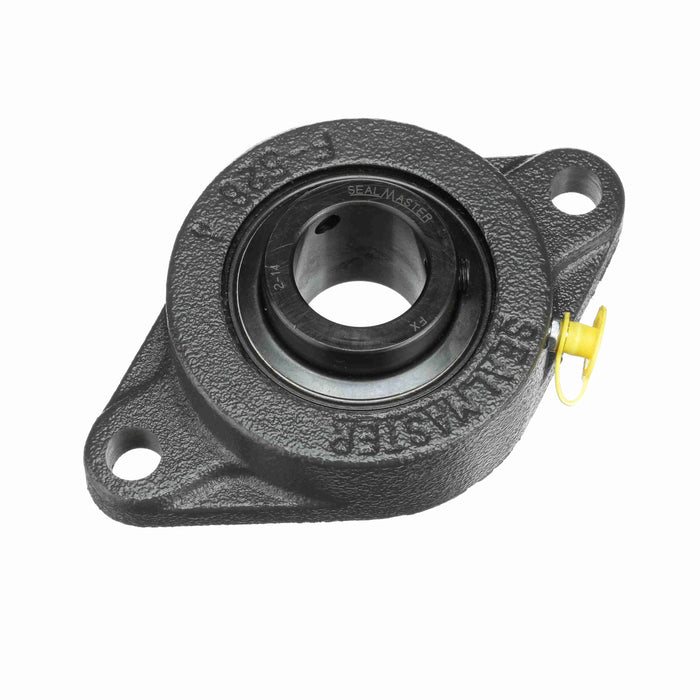 Sealmaster MSFT-20 Mounted Ball Bearings, Black Oxide Bearing, 2 Bolt Flange Bearings, 1-1/4" Diameter, Cast Iron Housing, Set Screw Locking, Felt Labyrinth Seal, Wide Inner Race