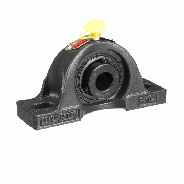 Sealmaster NP-10 CSK Mounted Ball Bearings, Black Oxide Bearing, Pillow Block Bearings, 5/8" Diameter, Cast Iron Housing, Set Screw Locking, Felt Labyrinth Seal, 90 Degree Grease Fitting, Wide Inner Race