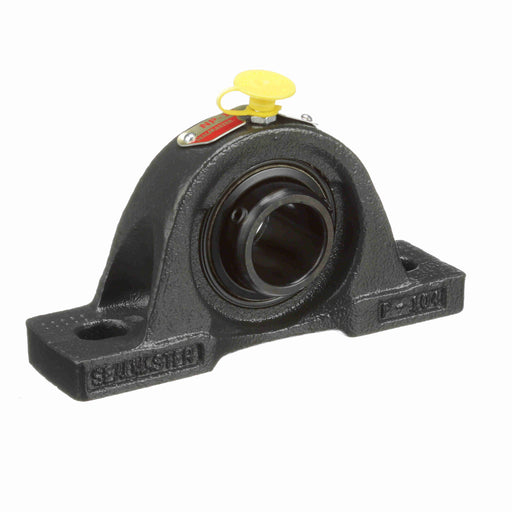 Sealmaster NP-16 CSK Mounted Ball Bearings, Black Oxide Bearing, Pillow Block Bearings, 1" Diameter, Cast Iron Housing, Set Screw Locking, Felt Labyrinth Seal, 90 Degree Grease Fitting, Wide Inner Race