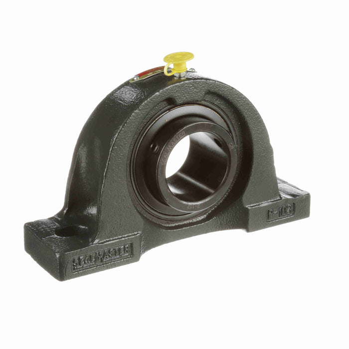 Sealmaster NP-28 Mounted Ball Bearings, Black Oxide Bearing, Pillow Block Bearings, 1-3/4" Diameter, Cast Iron Housing, Set Screw Locking, Felt Labyrinth Seal, Wide Inner Race