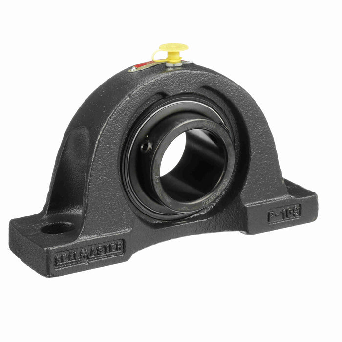 Sealmaster NP-30 Mounted Ball Bearings, Black Oxide Bearing, Pillow Block Bearings, 1-7/8" Diameter, Cast Iron Housing, Set Screw Locking, Felt Labyrinth Seal, Wide Inner Race