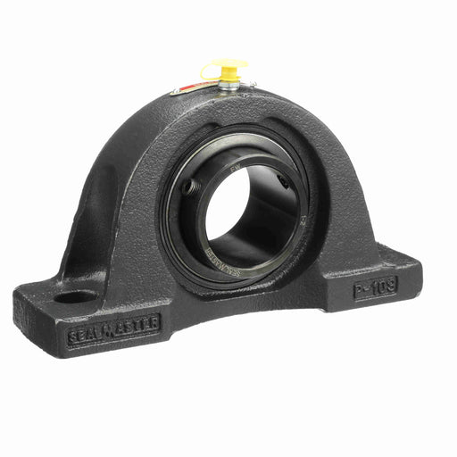 Sealmaster NP-32R RM Mounted Ball Bearings, Black Oxide Bearing, Pillow Block Bearings, 2" Diameter, Cast Iron Housing, Set Screw Locking, Felt Labyrinth Seal, Reduced Maintenance - Lubed for Life, Wide Inner Race