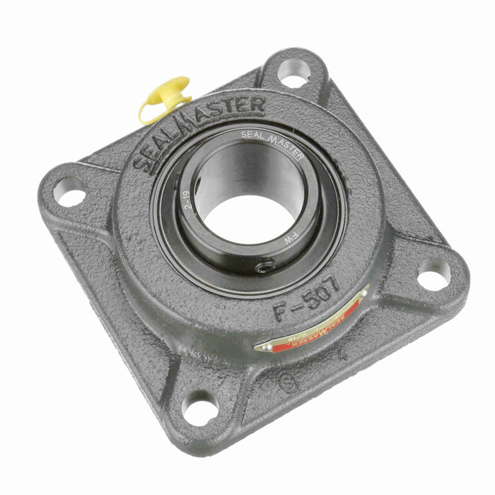 Sealmaster SF-25 HT Mounted Ball Bearings, Black Oxide Bearing, 4 Bolt Flange Bearings, 1-9/16" Diameter, Cast Iron Housing, Set Screw Locking, Nomex Seal, High Temperature Seal, High Temperature Grease, Wide Inner Race