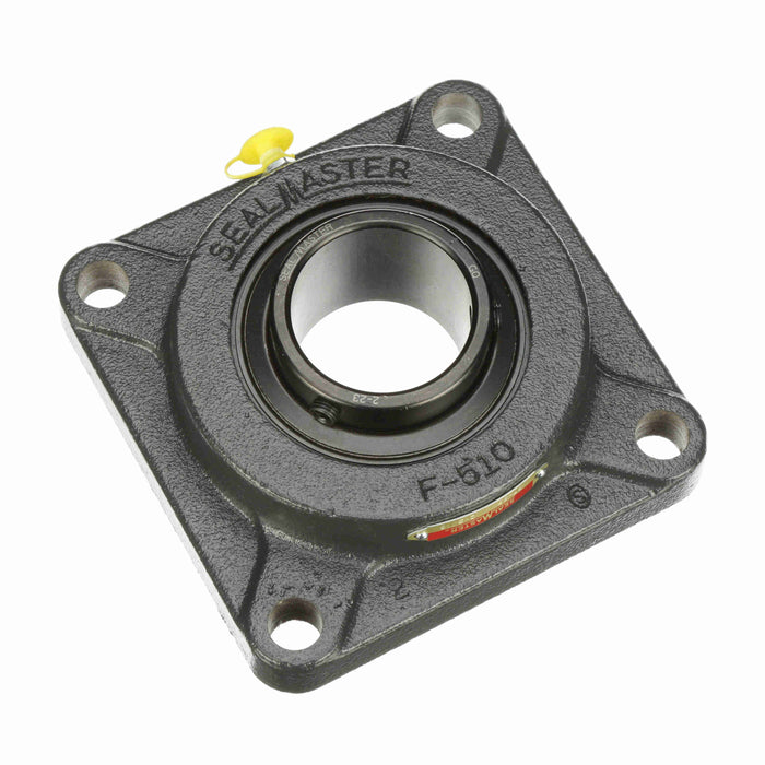 Sealmaster SF-35 DRT Mounted Ball Bearings, Black Oxide Bearing, 4 Bolt Flange Bearings, 2-3/16" Diameter, Cast Iron Housing, Set Screw Locking, Triple Lip Seal, High Contamination, Wide Inner Race